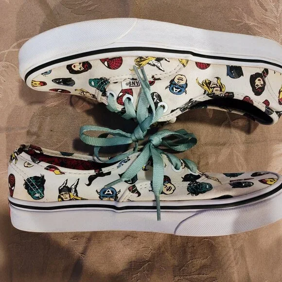 Vans Marvel x Authentic Avengers Off White Canvas Shoes, M 6, W 7.5, Used - Picture 3 of 16